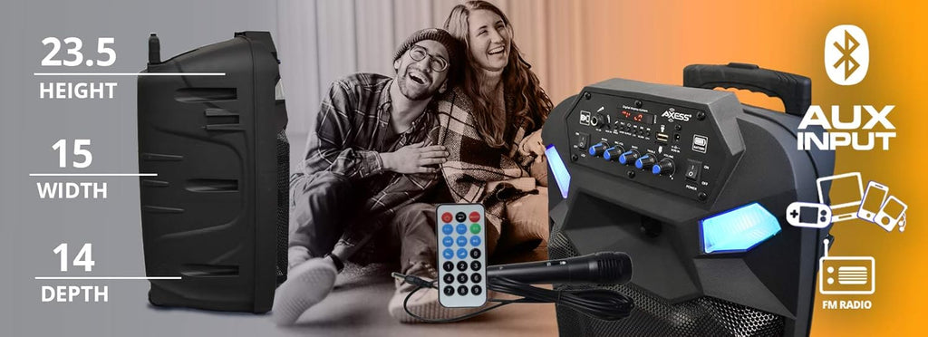 Portable PA Speaker System with Wired Microphone, 12 Wireless Bluetooth Speaker with Rechargeable Battery and Party LED Lights W710