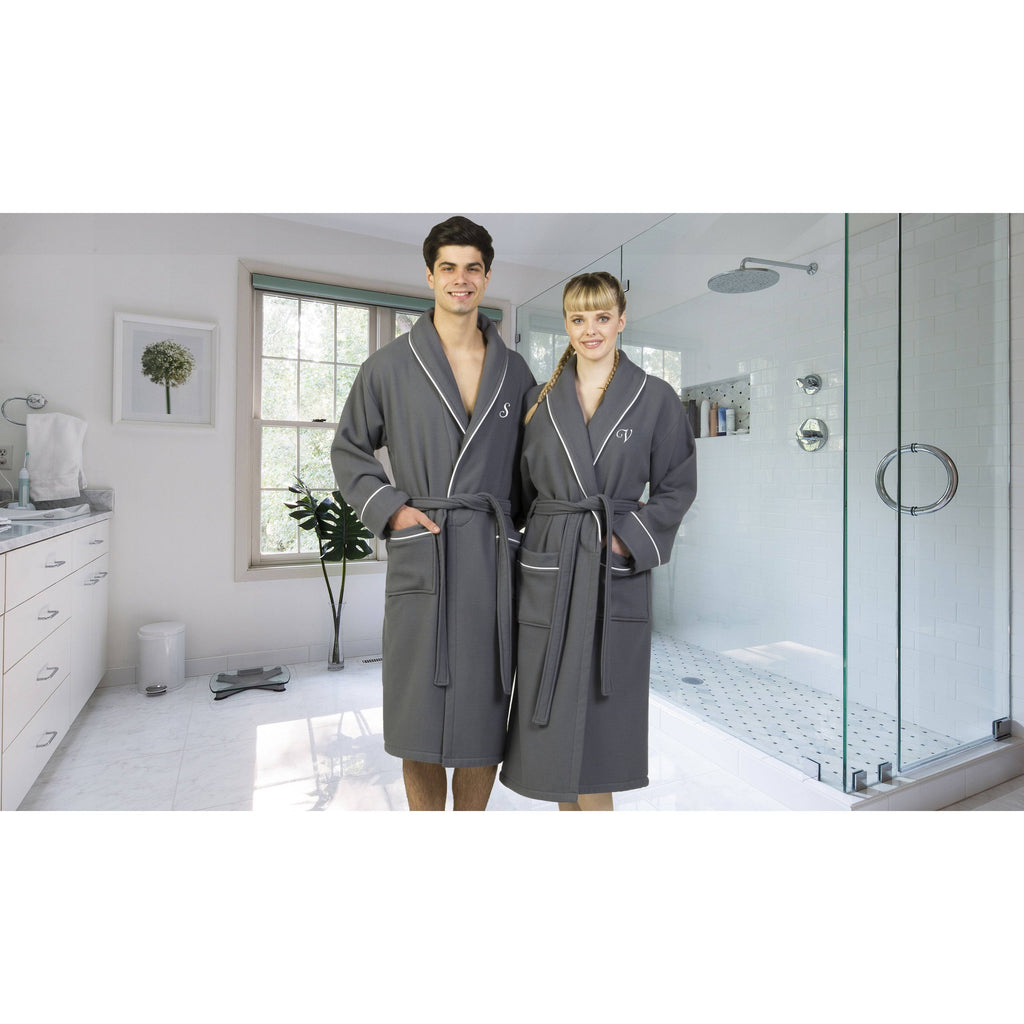Dark Gray Turkish Cotton Waffle Terry Bathrobe F42473