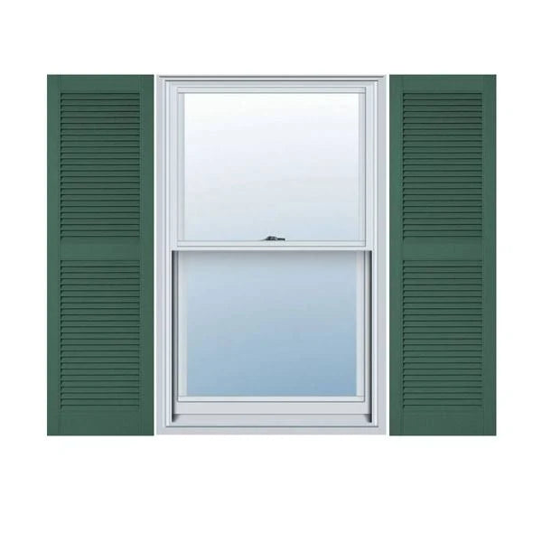 18 inchw x 42 inchh Vinyl Open Louver Shutters with Shutter-Loks, Forest Z770907