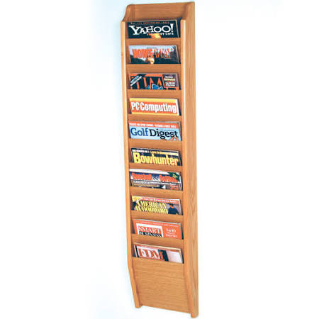 Mahogany 20-Pocket Magazine Rack E587