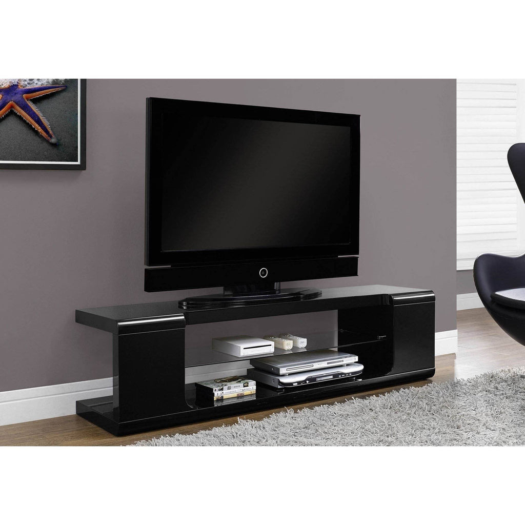 Black High Glossy TV Console with Tempered Glass Q437