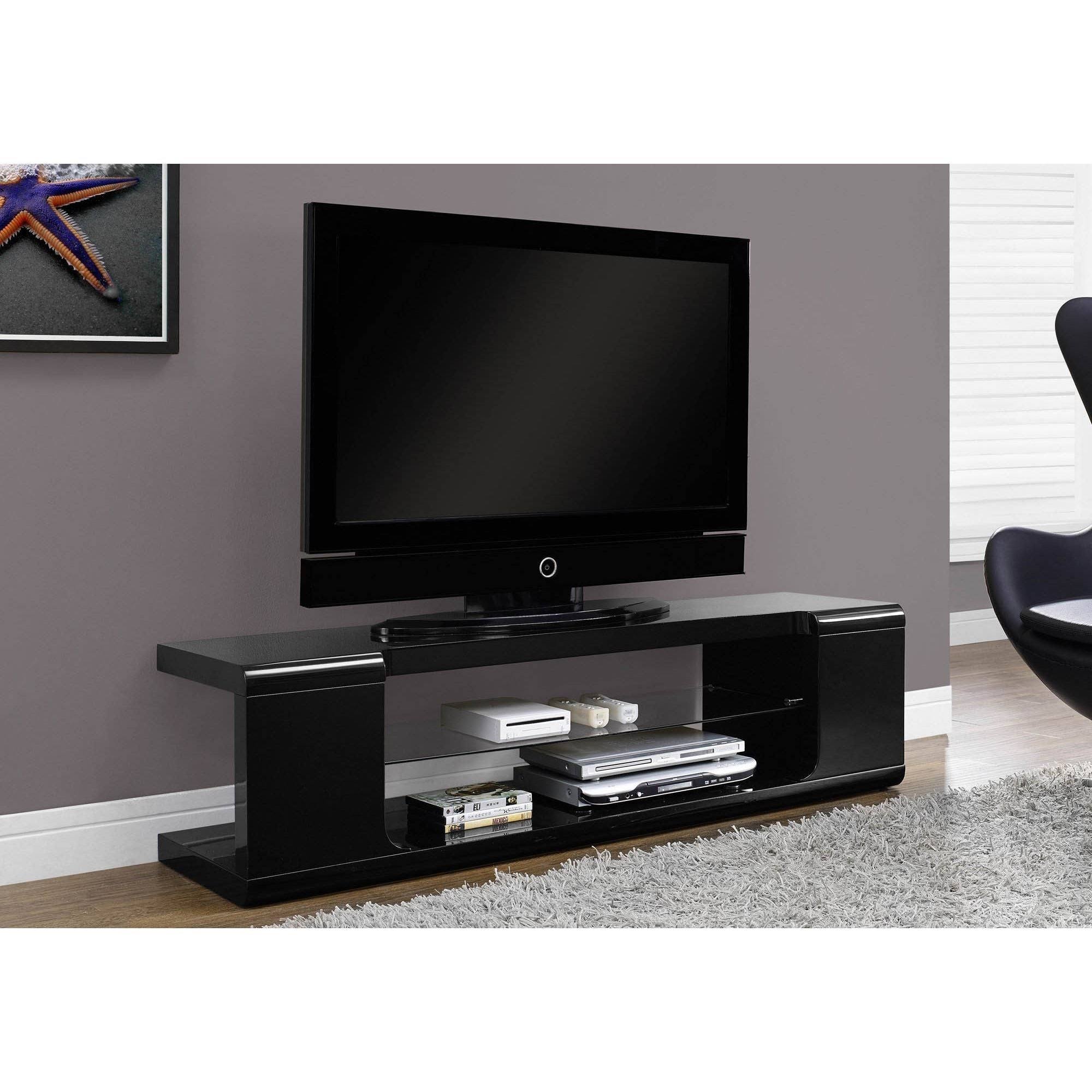 Black High Glossy TV Console with Tempered Glass Q437