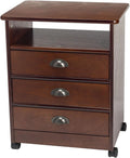 3-Drawer Wooden Rolling End Table with 3 Sliding Drawers W586