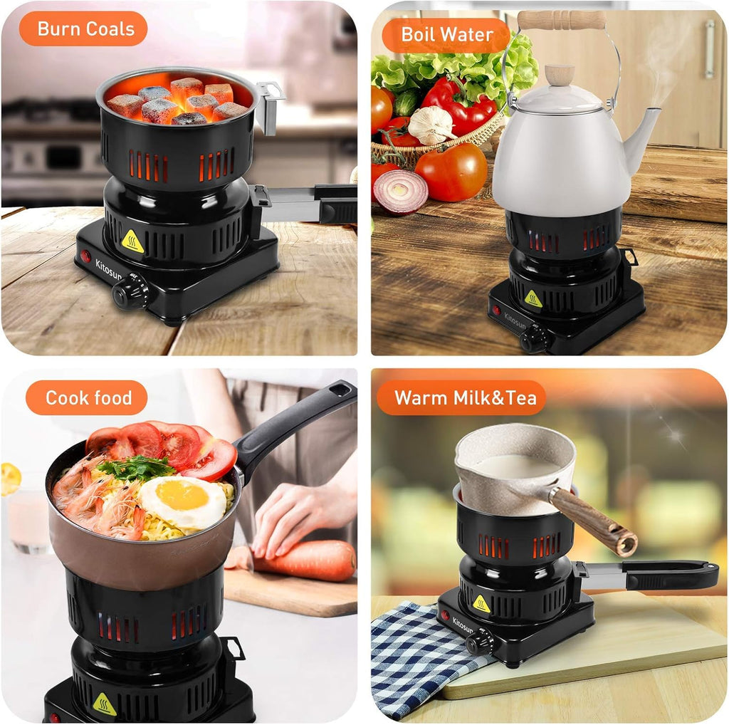 Coconut Charcoal Starter Hot Plate 120V 600W Stainless Steel Grill & Rack Pack of 2 A462829