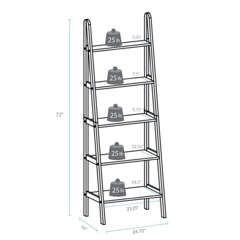 Espresso 5-Shelf Ladder Bookcase V9665