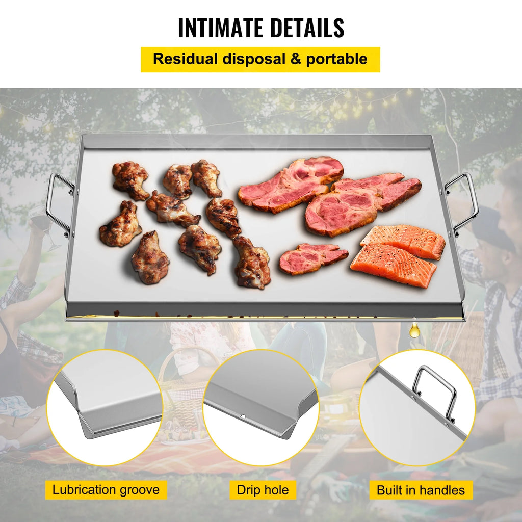 Stainless Steel Flat Top Griddle with 2 Handles S5863