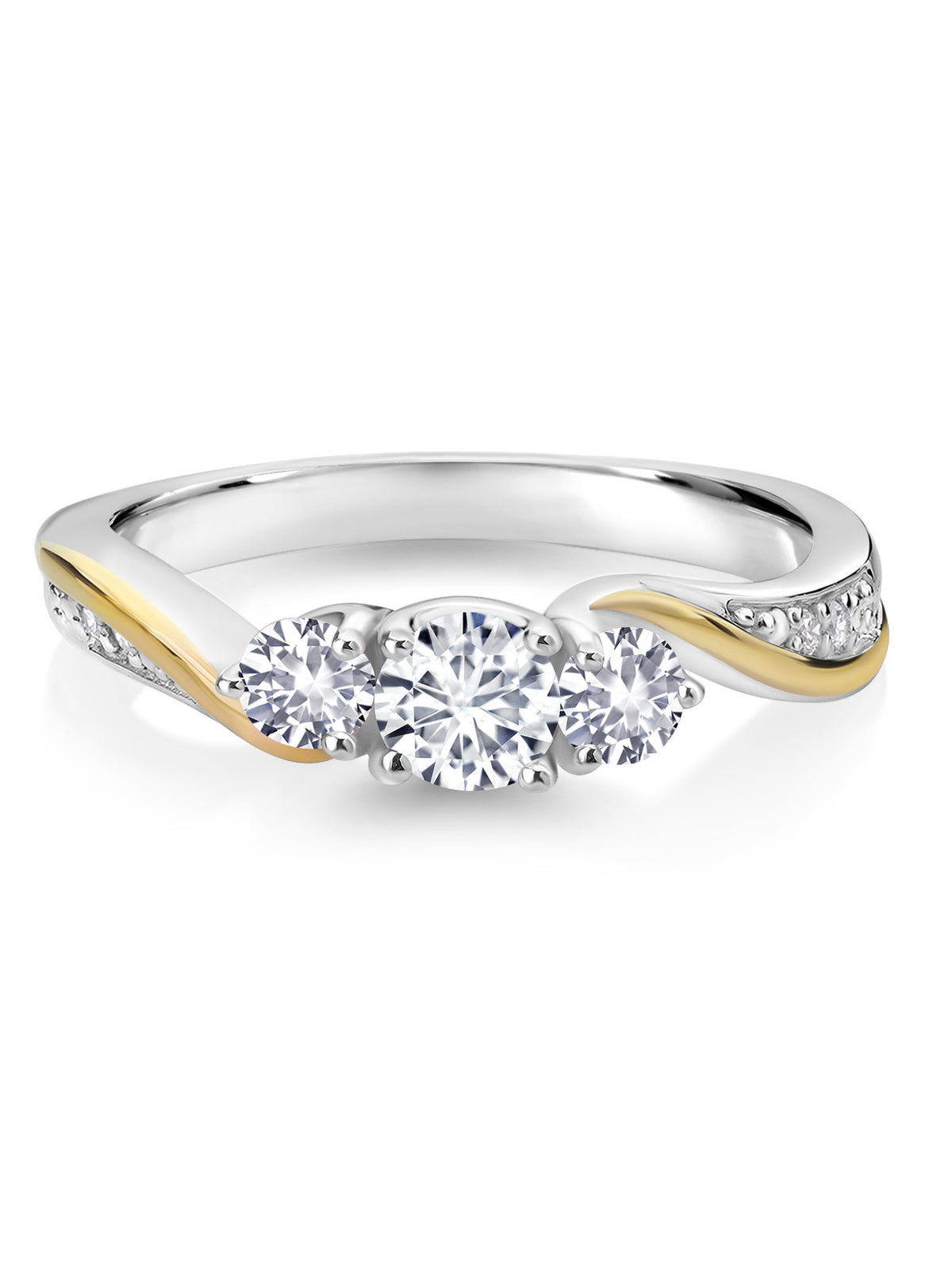 3 Stone Engagement Ring (0.56 Cttw, White Lab Grown Diamond, White Created Sapphire) T7705