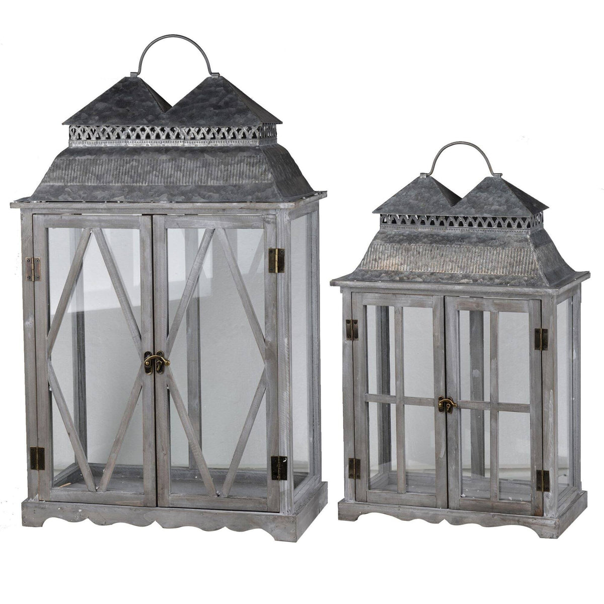 Set of 2 Antique Silver Lanterns X6107