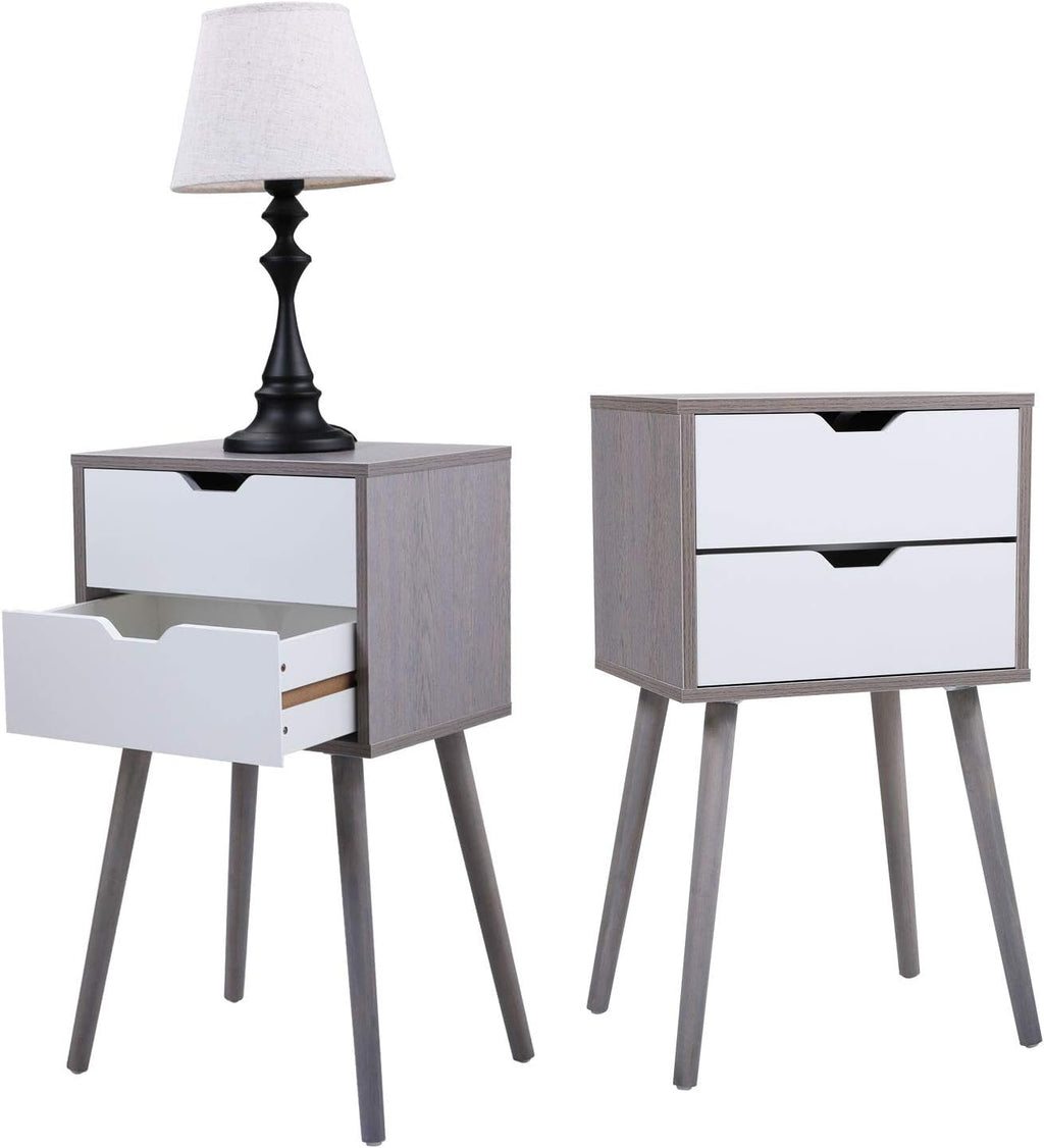 Set of 2 Blue Wood Nightstand with 2 Drawers T42017