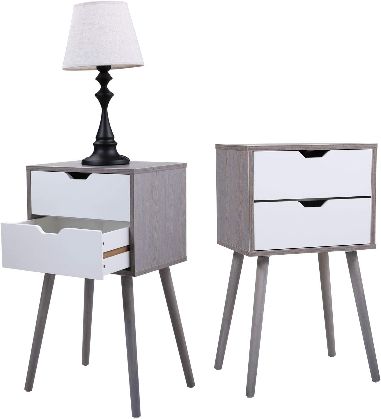 Set of 2 Blue Wood Nightstand with 2 Drawers T42017