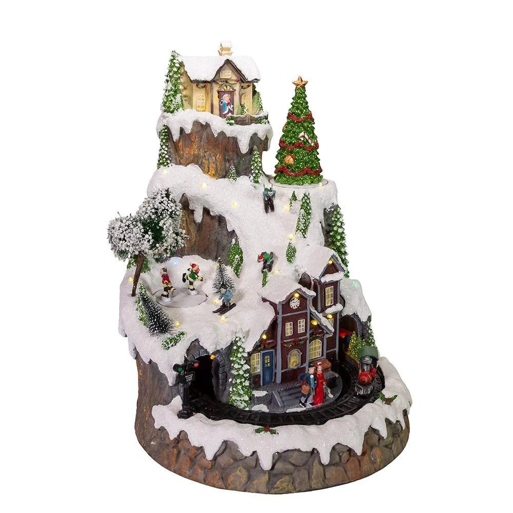 Musical LED Village on Mountain Table Piece T703