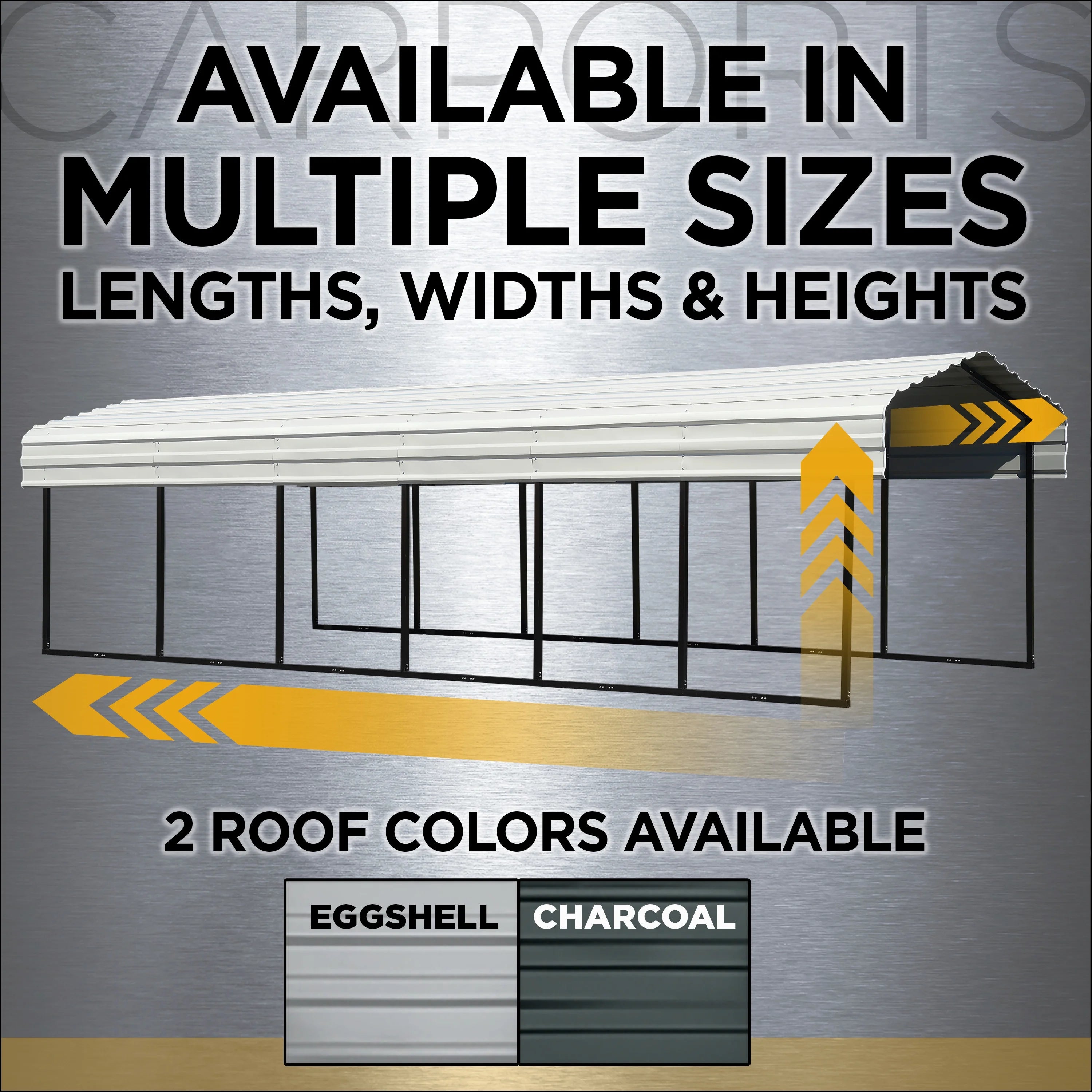Galvanized Steel Carport Kit, 10' x 29' x 7' B31283