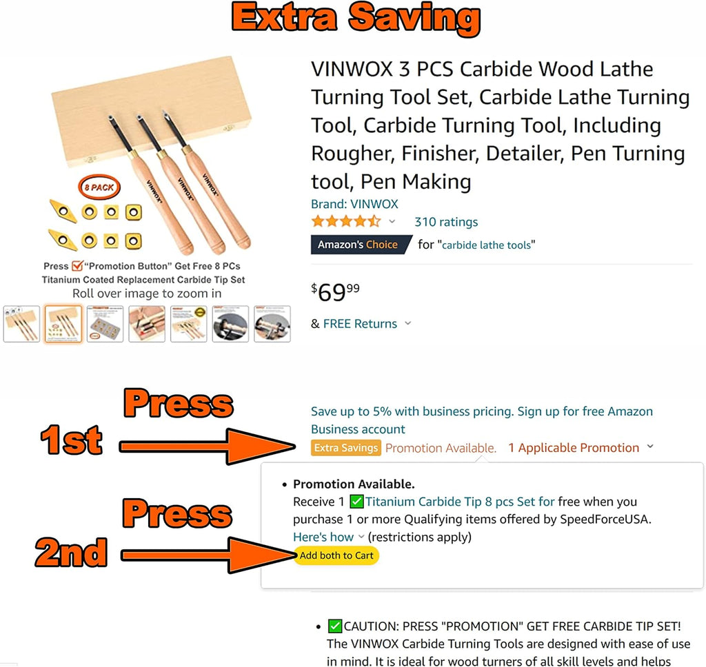 3 PCS Carbide Wood Lathe Turning Tool Set J83924