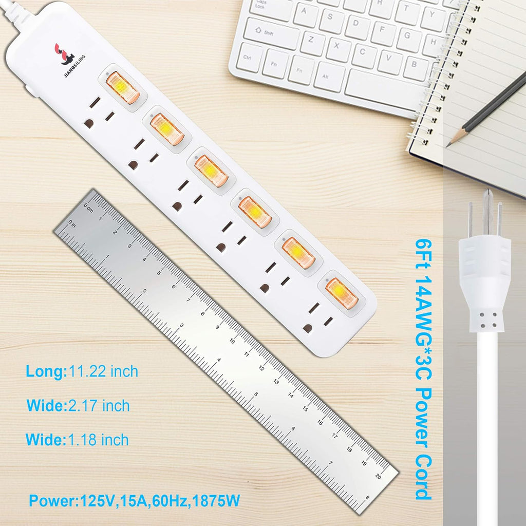 4 Outlets Surge Protector Power Strip 6 ft Cord P938261