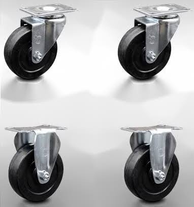Soft Rubber Caster Set of 4 with 4x22 Wheel, 2 Swivel 2 Rigid N2841