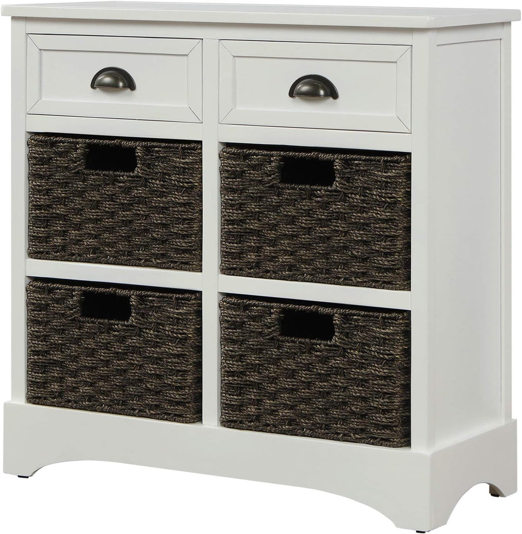 Wicker Storage Cabinet with 2 Drawers, Antique Navy F697568
