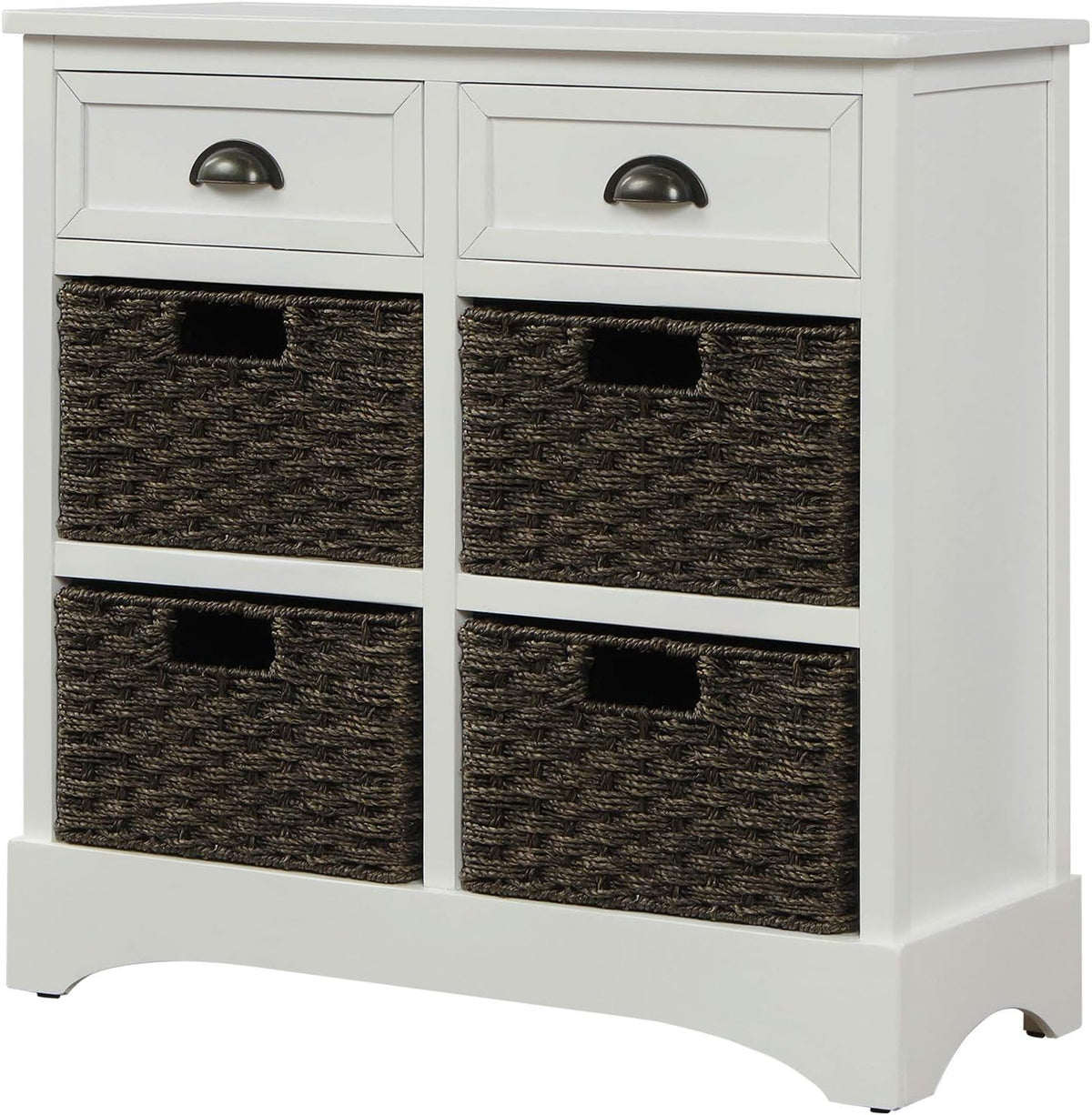 Wicker Storage Cabinet with 2 Drawers, Antique Navy F697568