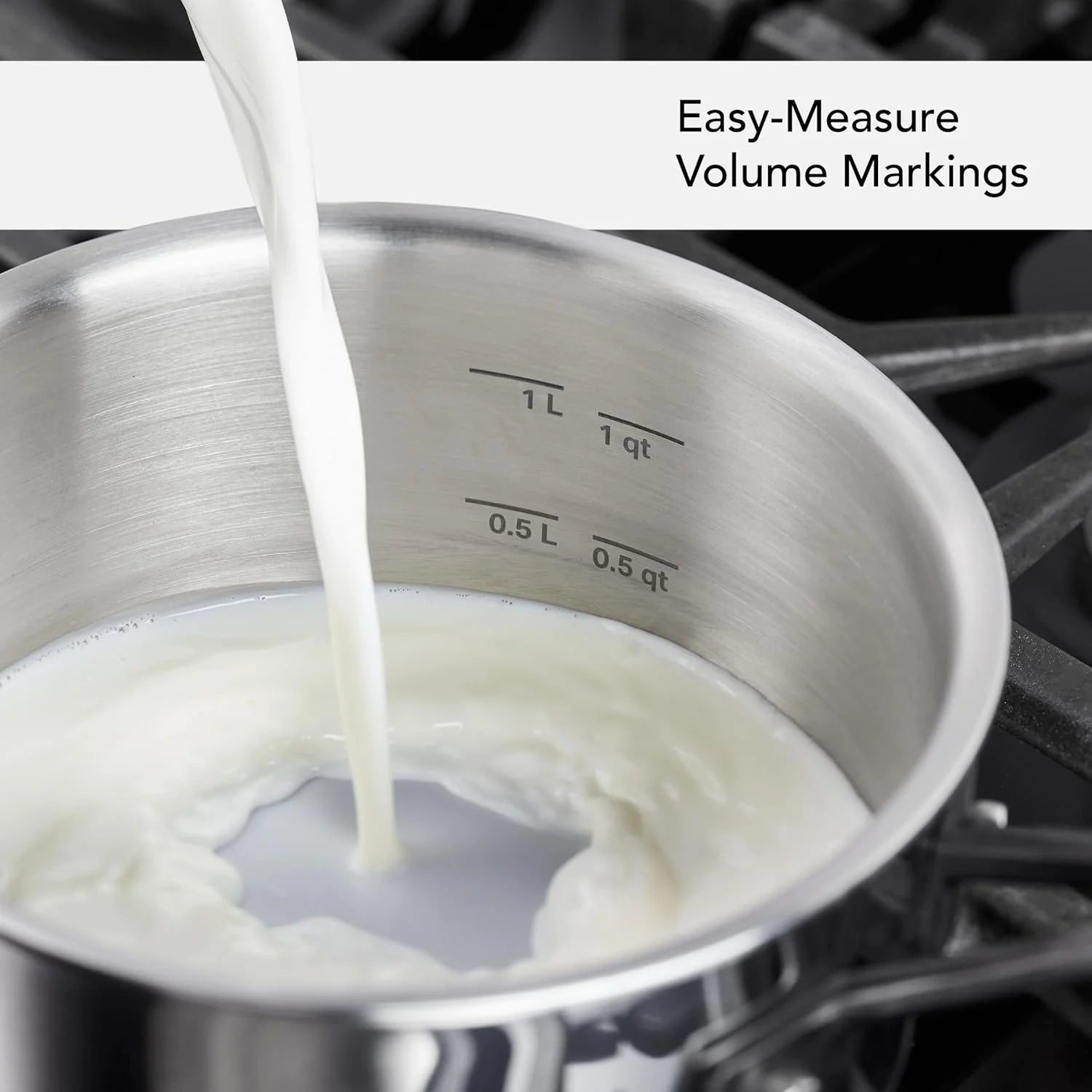 5-Ply Clad Polished Stainless Steel Saucepan with Lid, 3 Quart D509