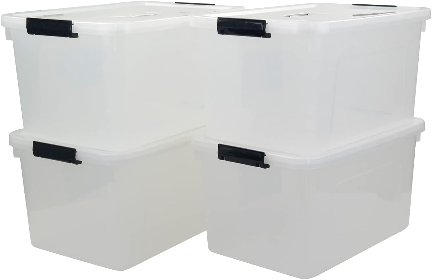 17.5 L Plastic Storage Bin with Lid, Clear Latching Box, 4 Packs F3733