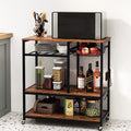 Black 3-Tier Baker's Rack Utility Shelf with Storage and Drawer E839564