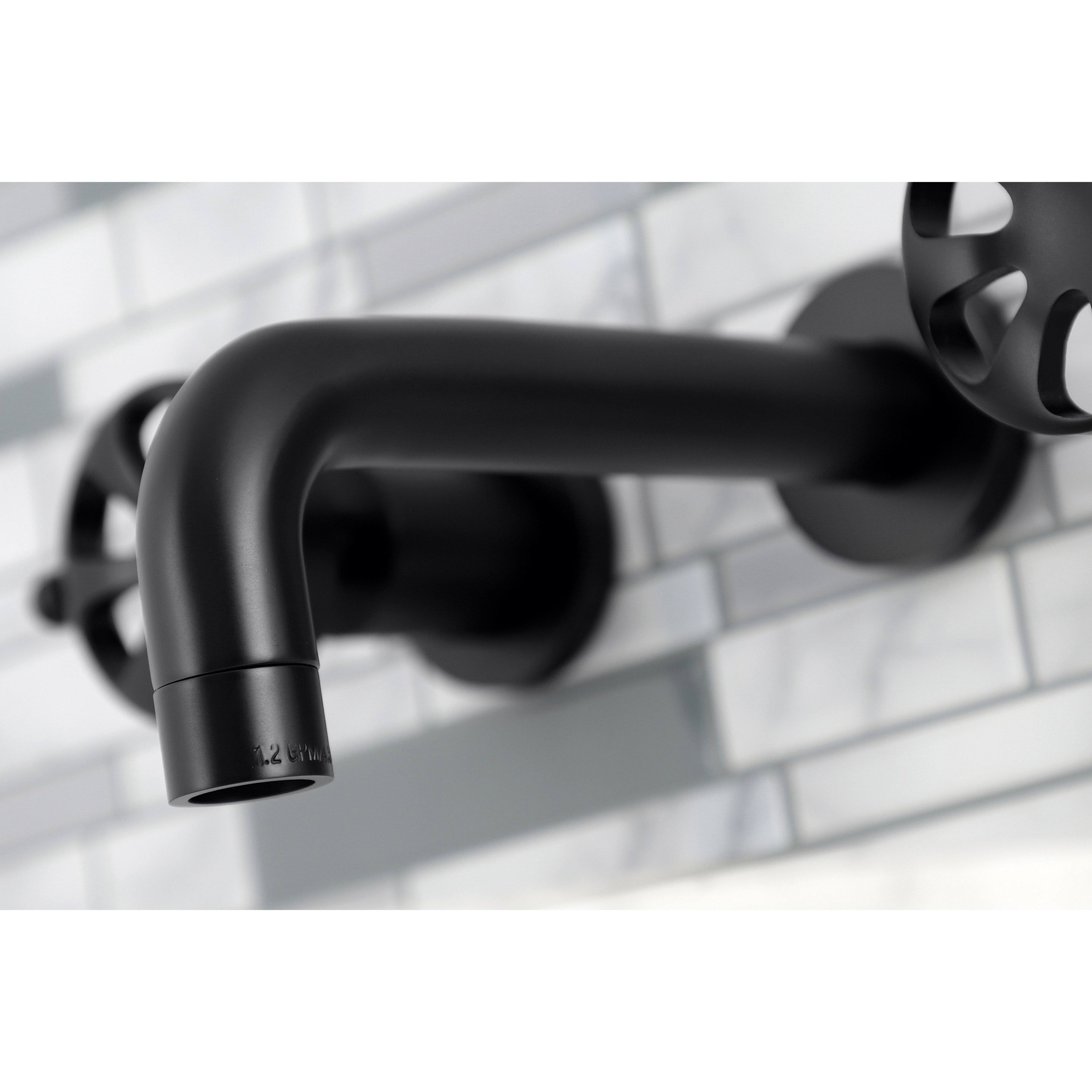 Brushed Nickel Two-Handle Wall Mount Bathroom Faucet E11753