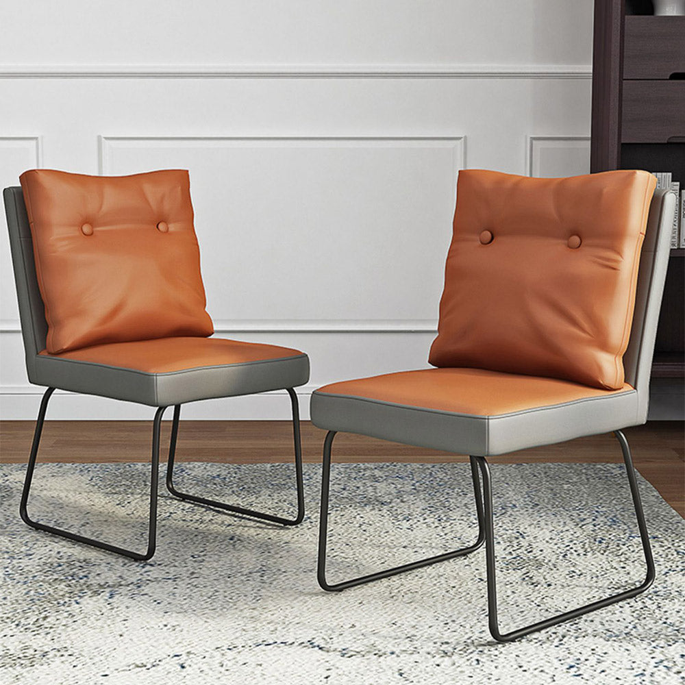 Set of 2 PU Leather High Back Kitchen Dining Chairs (orange) C126541