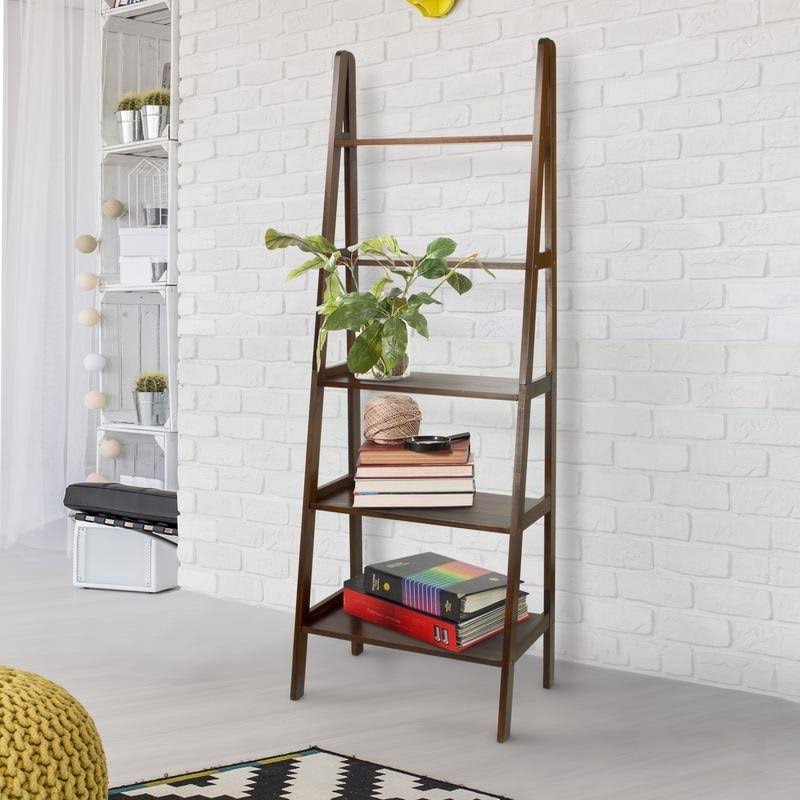 Espresso 5-Shelf Ladder Bookcase V9665