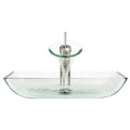 Crystal Brushed Nickel Bathroom Waterfall Faucet Ensemble W9322