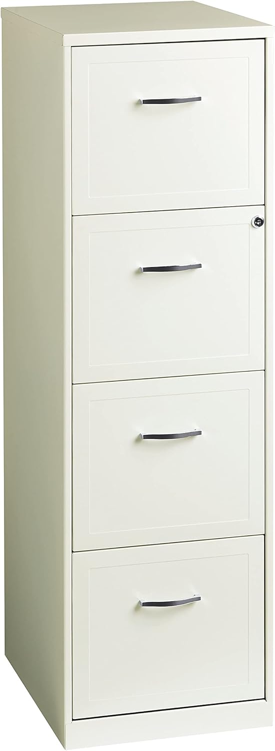 Black Pearl White 4-Drawer Metal File Cabinet T684014