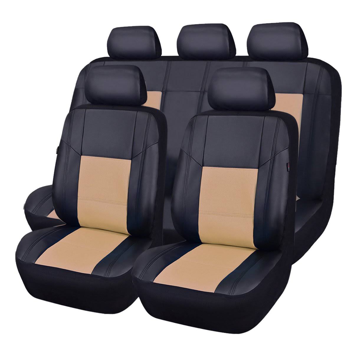 Beige PU Leather 11-Piece Car Seat Covers O606603