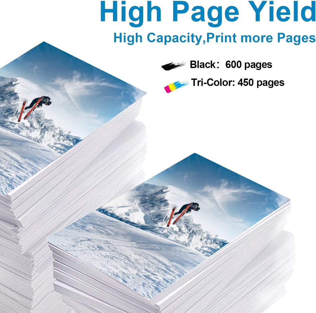 Remanufactured Ink Cartridge Pack of 2 (1 Black 1 Tri-Color) for HP 67 67XL Printer D8348