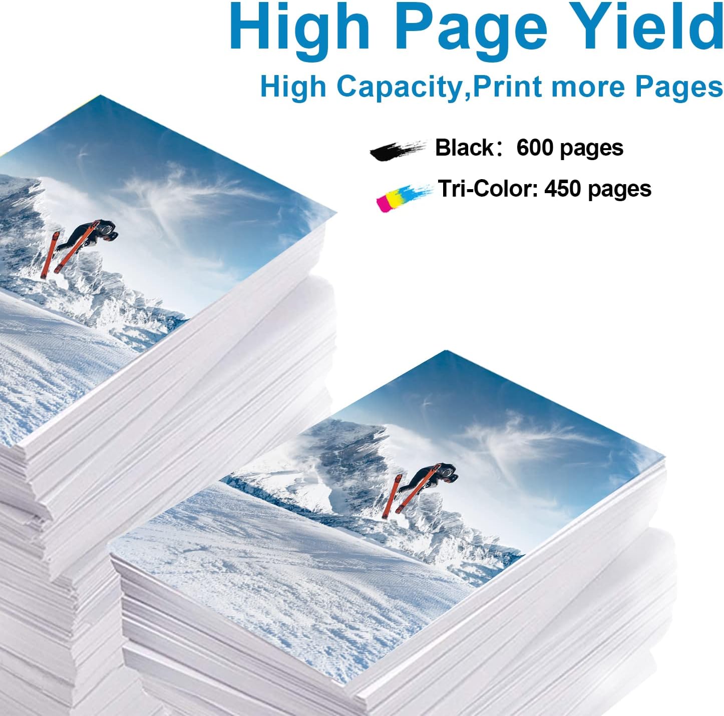 Remanufactured Ink Cartridge Pack of 2 (1 Black 1 Tri-Color) for HP 67 67XL Printer D8348