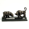 Cast Metal Bull & Bear Double Pen Holder N766