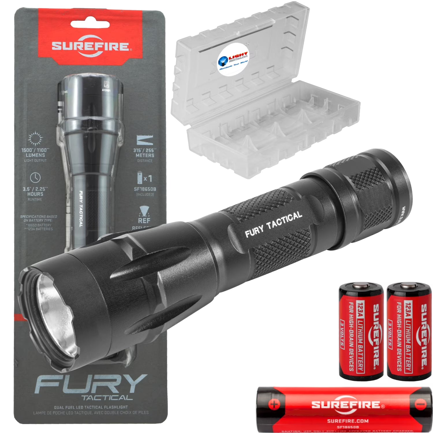 Dual Fuel LED Tactical Flashlight with 2 Extra CR123 C7771