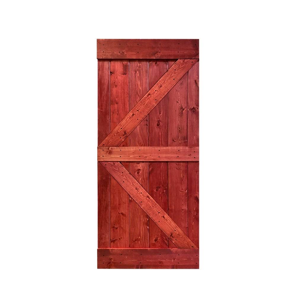 Walnut Stained Solid Pine Wood Interior Sliding Barn Door Slab D31606