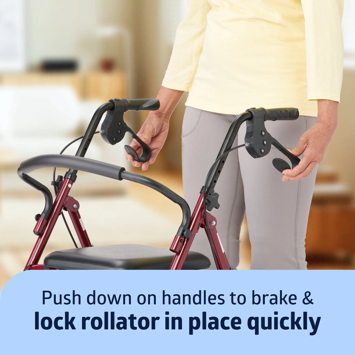Burgundy Red Steel Rollator Walker with 6 Wheels A6009