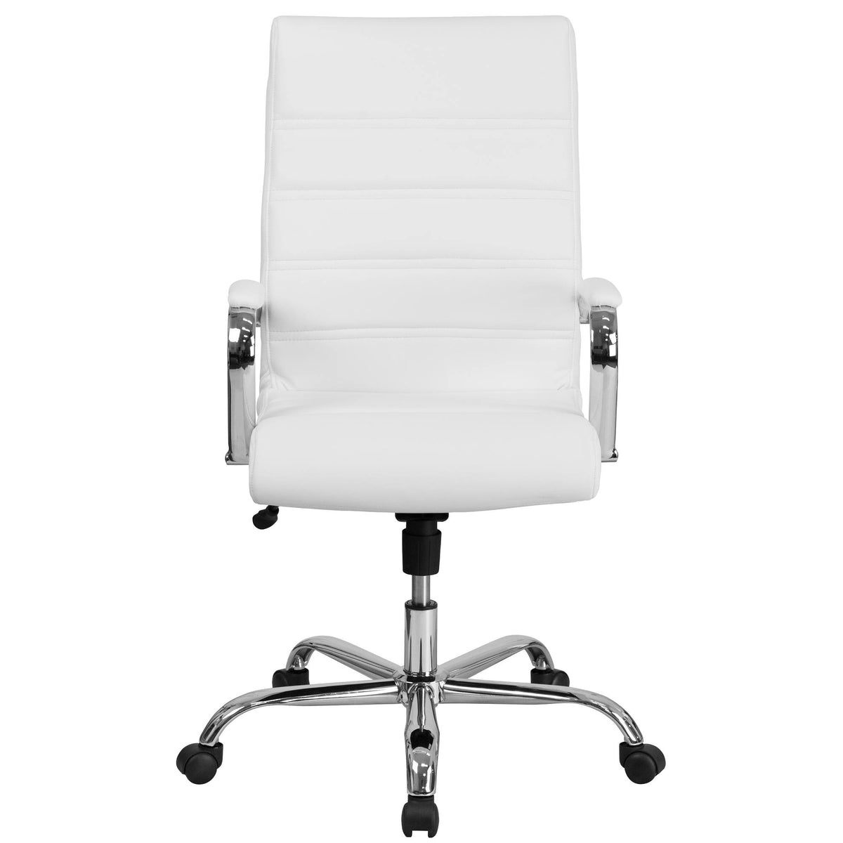 White and Silver Swivel Office Chair with Dual Wheel Casters S13760