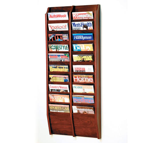 Mahogany 20-Pocket Magazine Rack E587