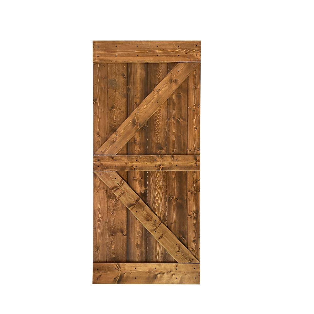 Walnut Stained Solid Pine Wood Interior Sliding Barn Door Slab D31606