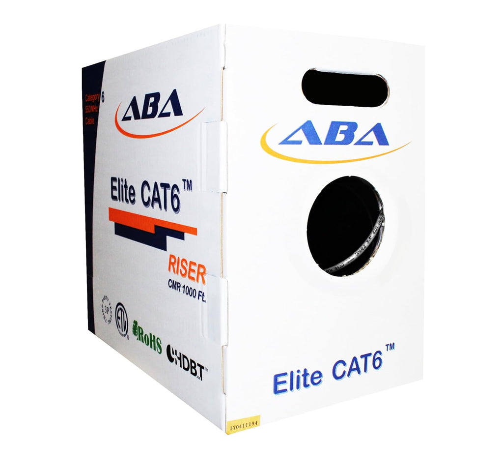 Cat6 Riser Ethernet Cable 1000ft Blue UTP 23AWG Solid Bare Copper Q4788