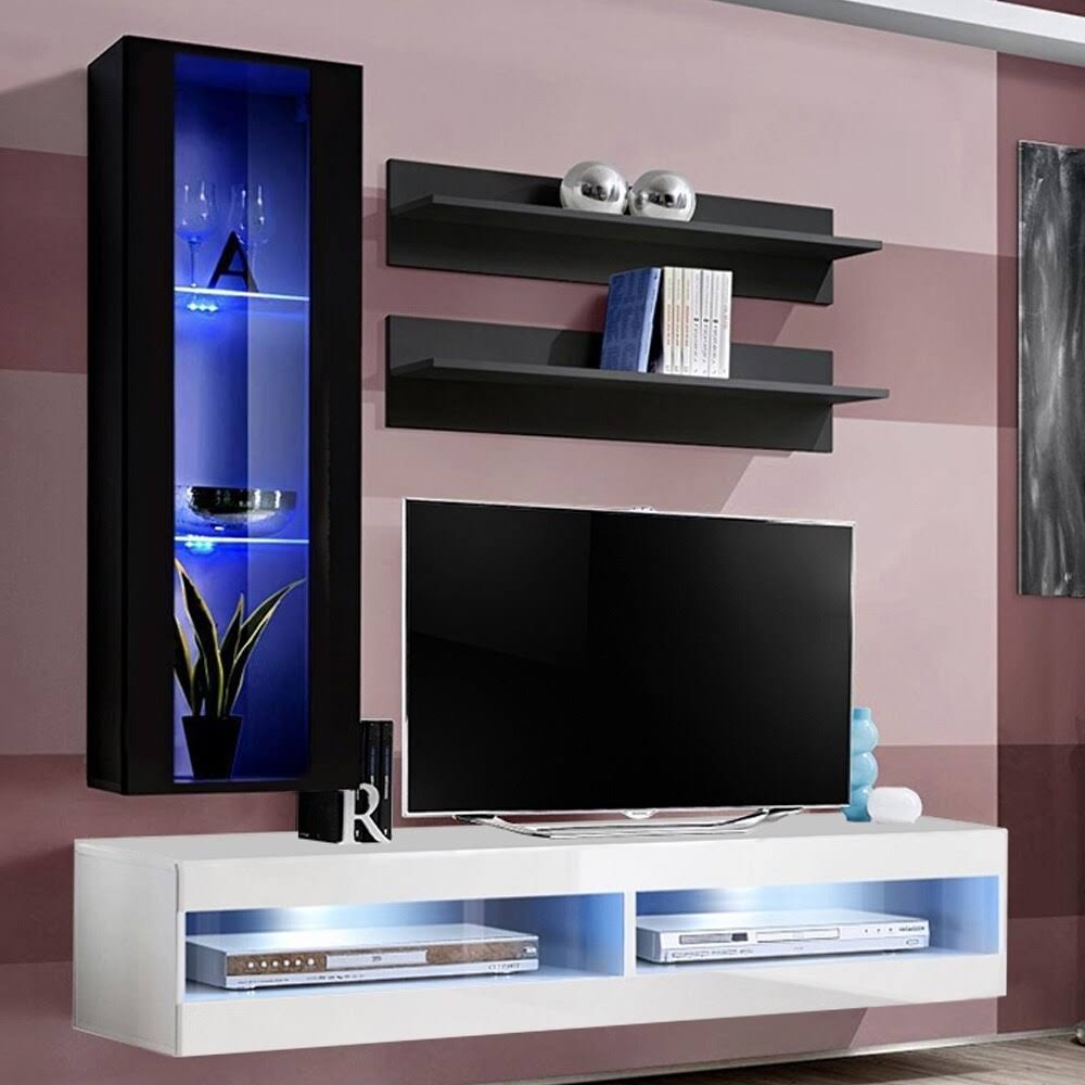 Oak Wall Mounted Floating Entertainment Center V630