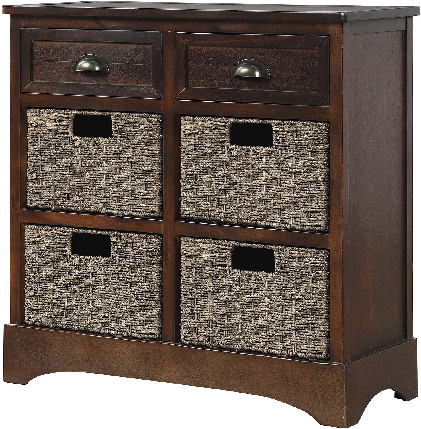 Wicker Storage Cabinet with 2 Drawers, Antique Navy F697568