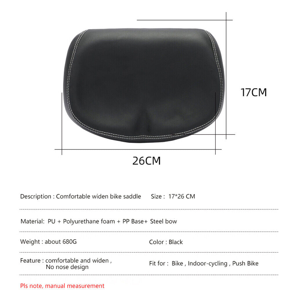 Black PU Pad Noseless Bicycle Seat Cushion Z64127