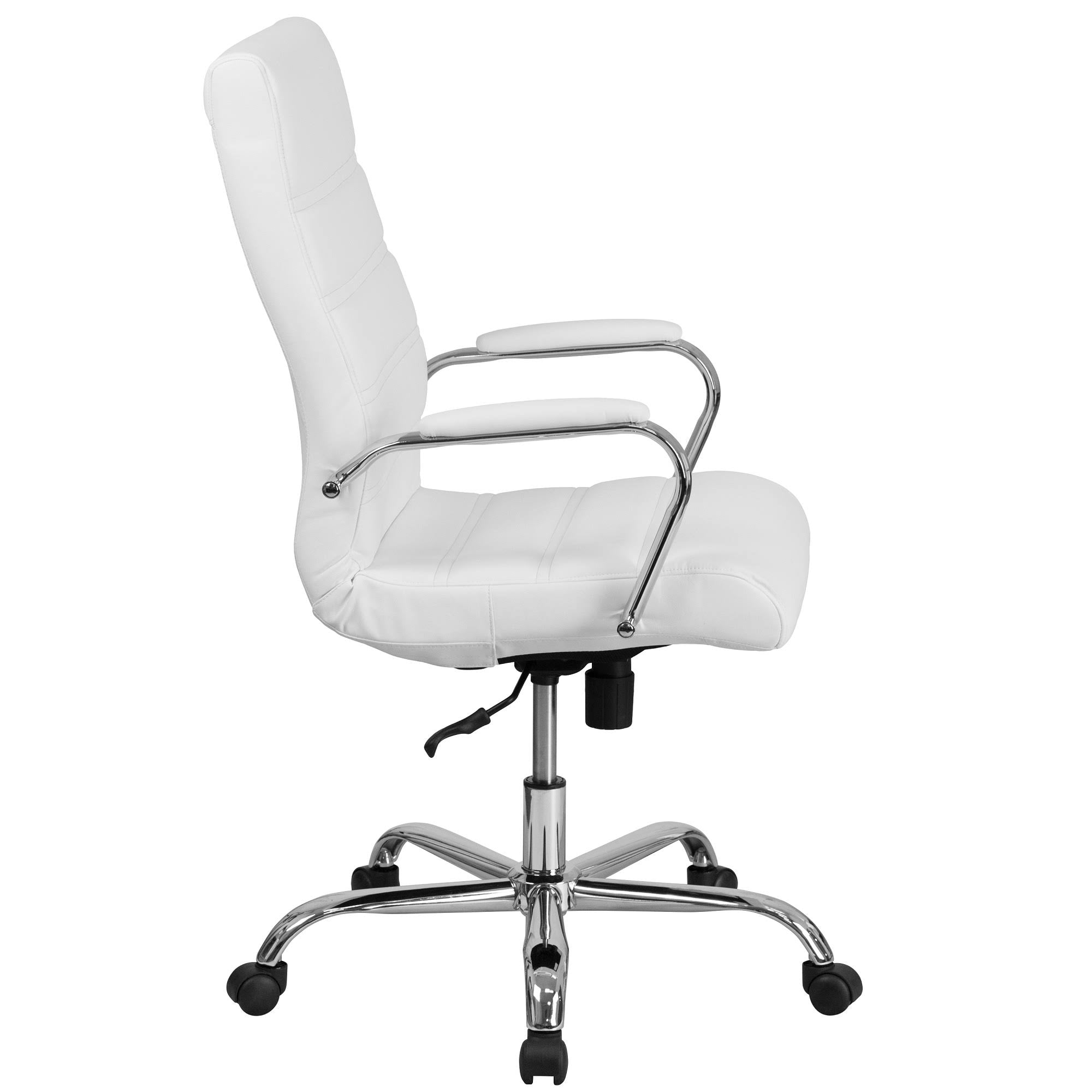 White and Silver Swivel Office Chair with Dual Wheel Casters S13760