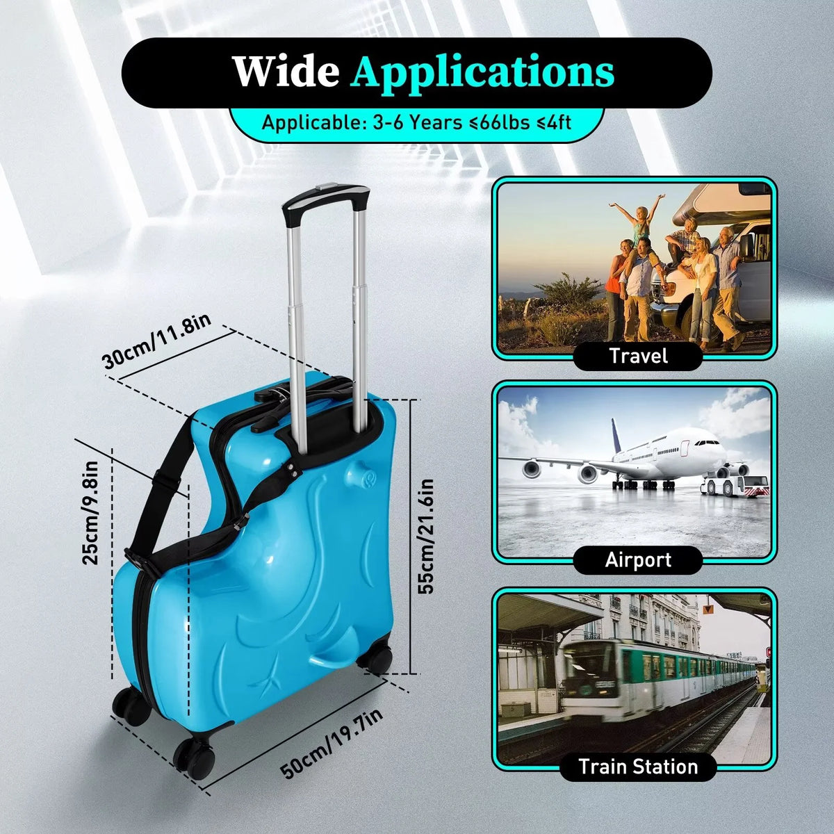 Blue 20" Hard Luggage Ride-on Travel Case G15557