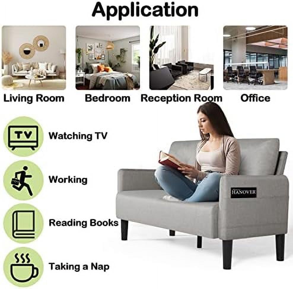 Compact 2-Seat Fabric Loveseat Sofa with USB Charging Ports T504590