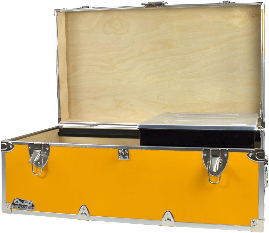 Gray Footlocker Storage Chest with Organizer Tray F2850