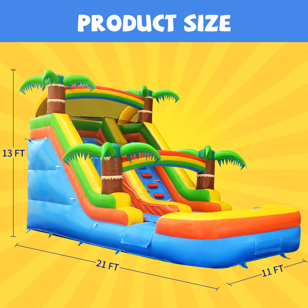 21 ft Inflatable Water Slide with Air Blower, Climbing Wall, Splash Pool L99252