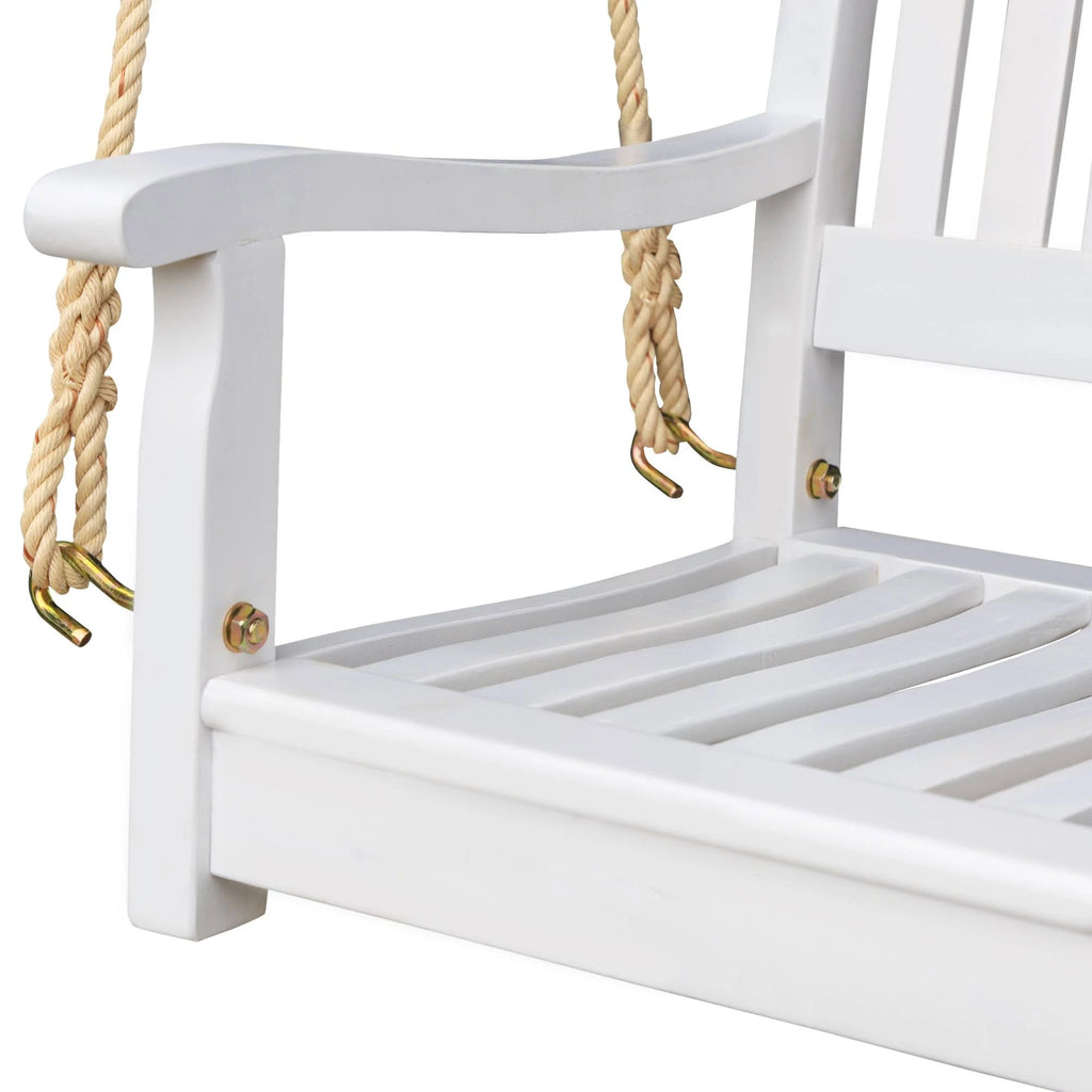 White Wooden Porch Swing Bench P50145