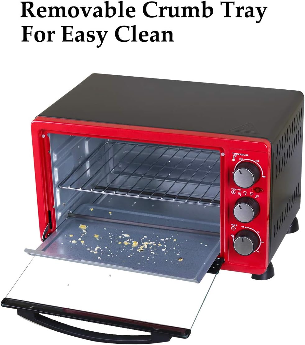 Red 6-Slice Convection Toaster Oven with Timer, Baking Pan, Rack and Crumb Tray, Pack of 2 X724